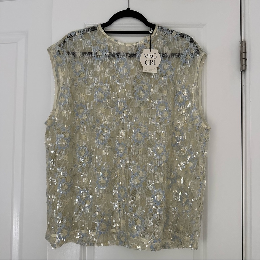 VRG GRL Devyn Sequin Top Lace - NWT
